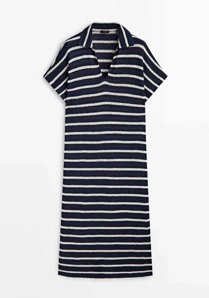 Robe droite col V femme