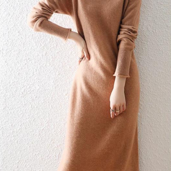 robe-droite-en-laine Brun / S