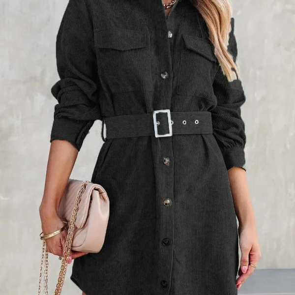 robe-droite-velours-femme Noir / S