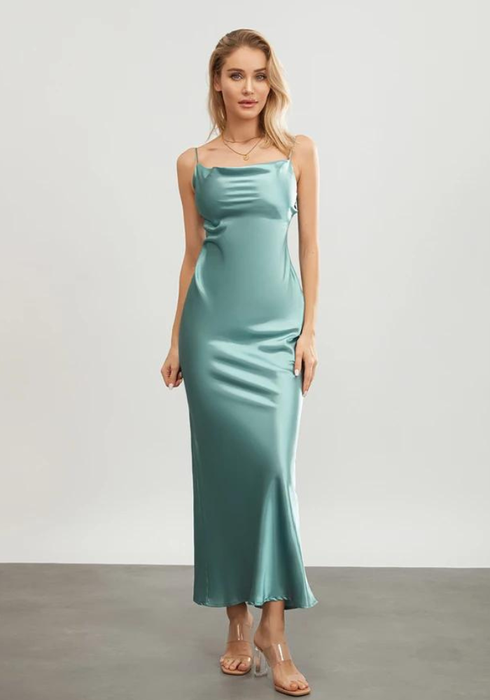 Robe longue droite satin Robe Droite