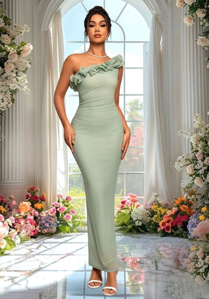 Robe droite cérémonie fleurie