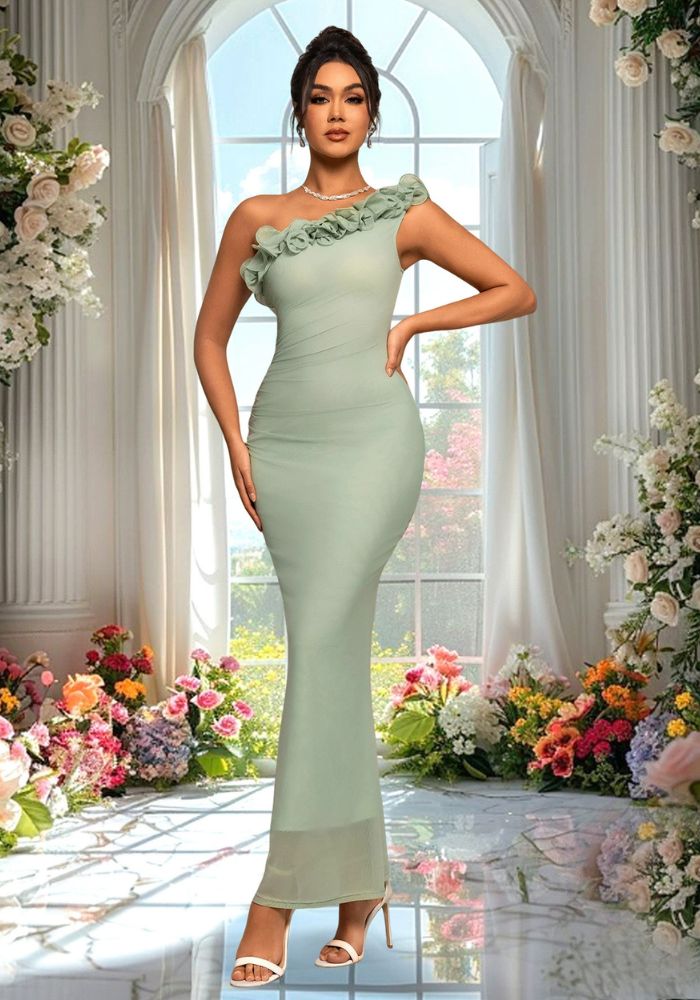 Robe droite cérémonie fleurie