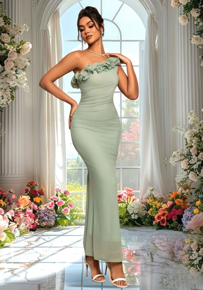 Robe droite cérémonie fleurie