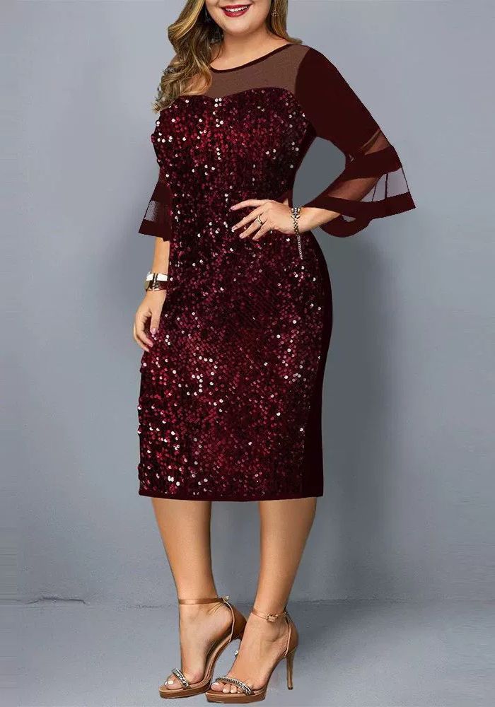 Robe droite grande taille bordeaux