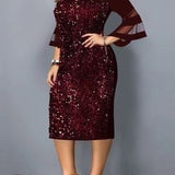 Robe droite grande taille bordeaux