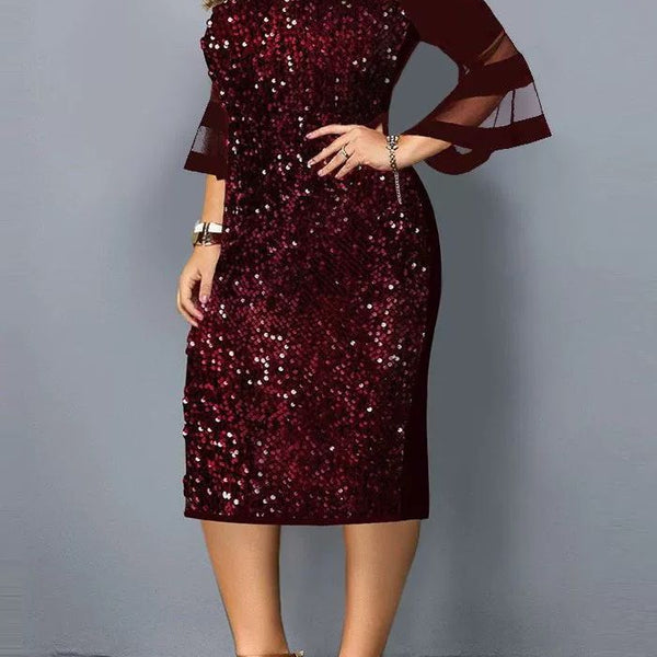 Robe droite grande taille bordeaux