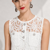 Robe Blanche Dentelle Courte Droite