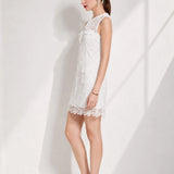 Robe Blanche Dentelle Courte Droite