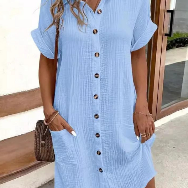 robe-chemise-droite Bleu / S