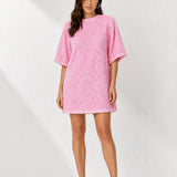 Robe droite à paillette Rose / S
