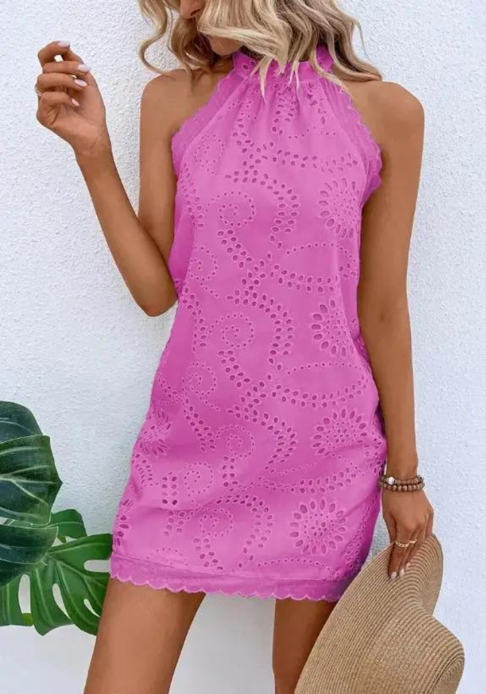 Robe droite dentelle Rose / S