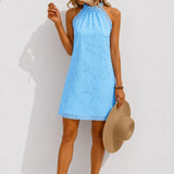 Robe droite dentelle Bleu / S