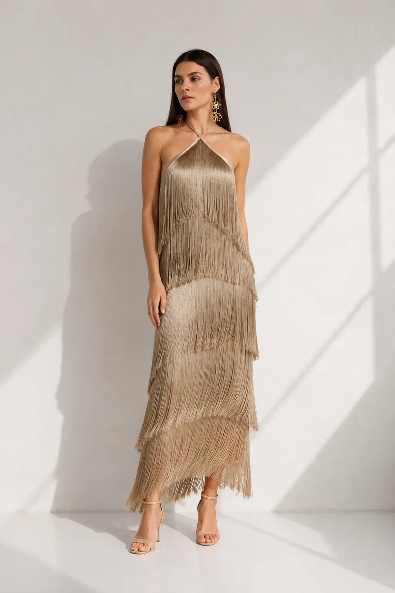 Robe de soirée droite Doré / S