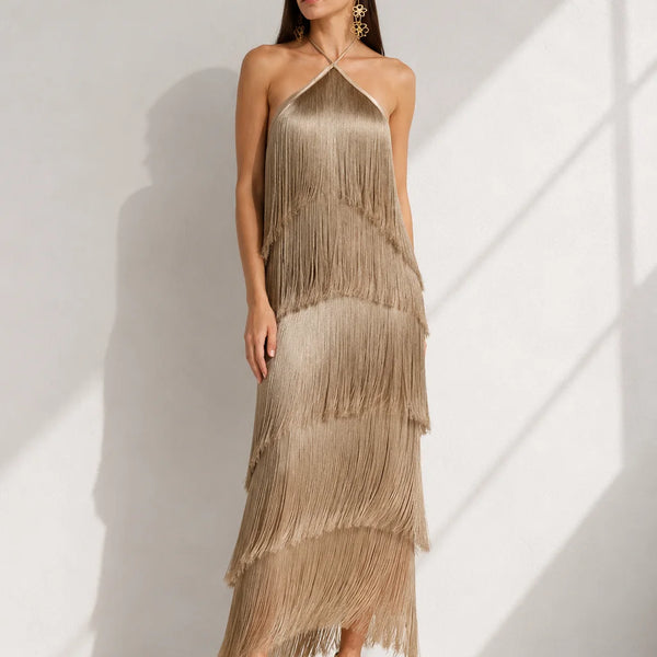 Robe de soirée droite Doré / S