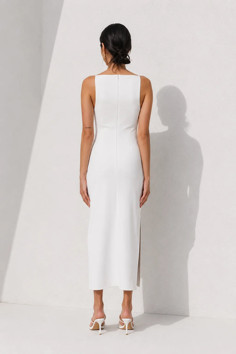 Robe droite blanche femme