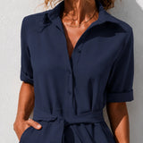 Robe droite bleu marine chic