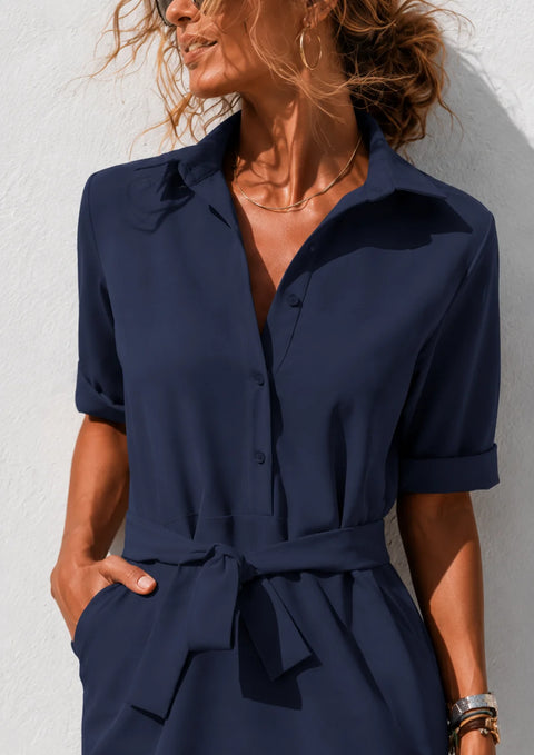 Robe droite bleu marine chic