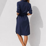 Robe droite bleu marine chic