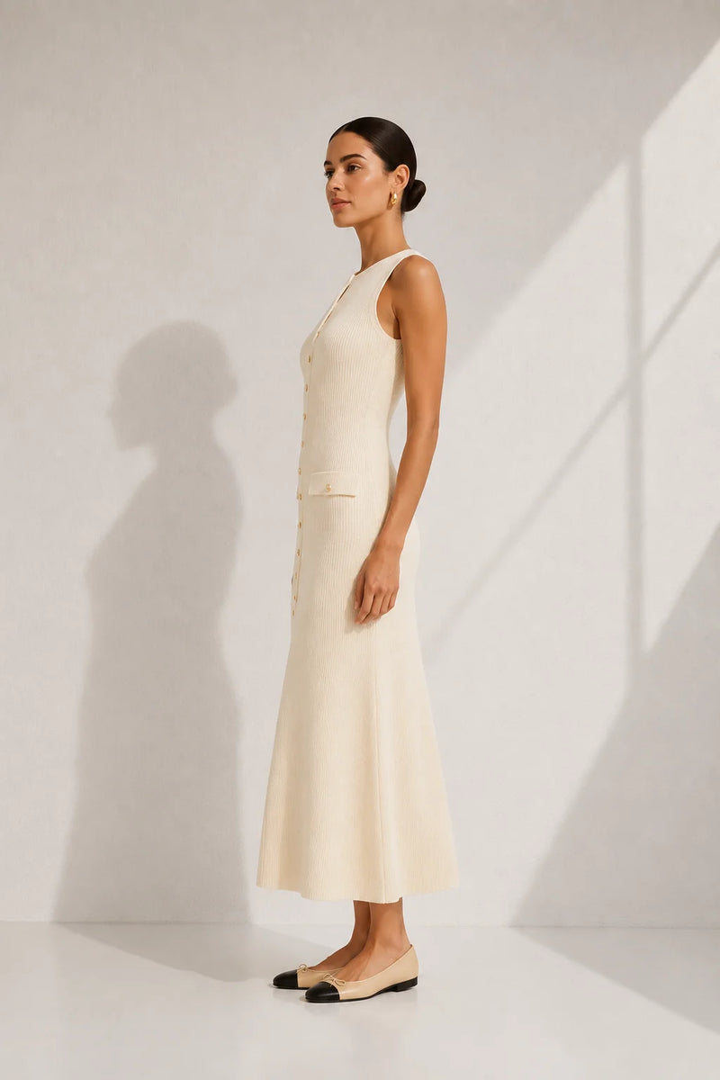 Robe droite boutonnée devant