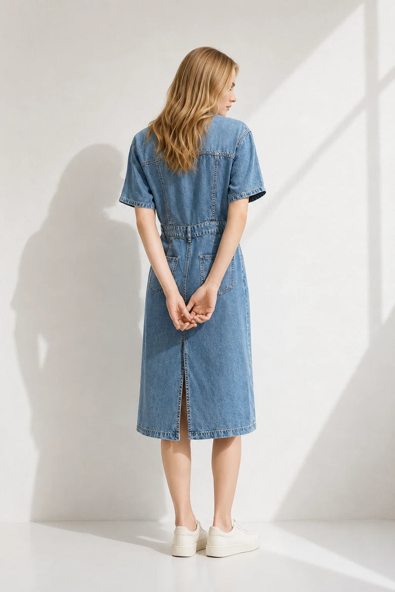 Robe droite en jean denim