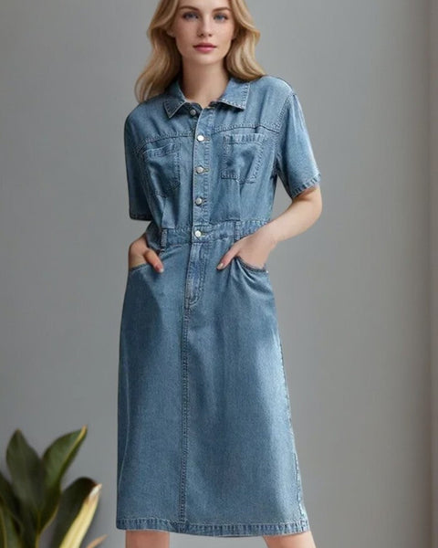 Robe droite en jean denim