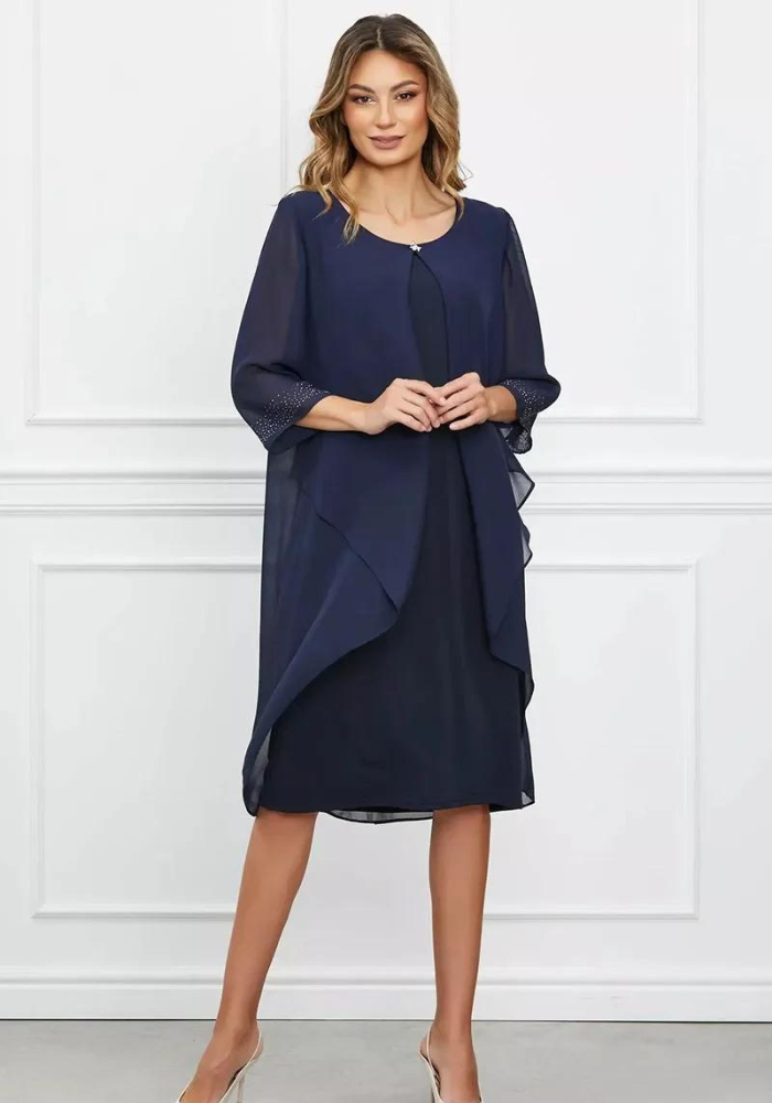 robe-droite-grande-taille Bleu / L