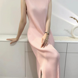 robe-droite-rose-poudre femme