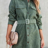 robe-droite-velours-femme Vert / S