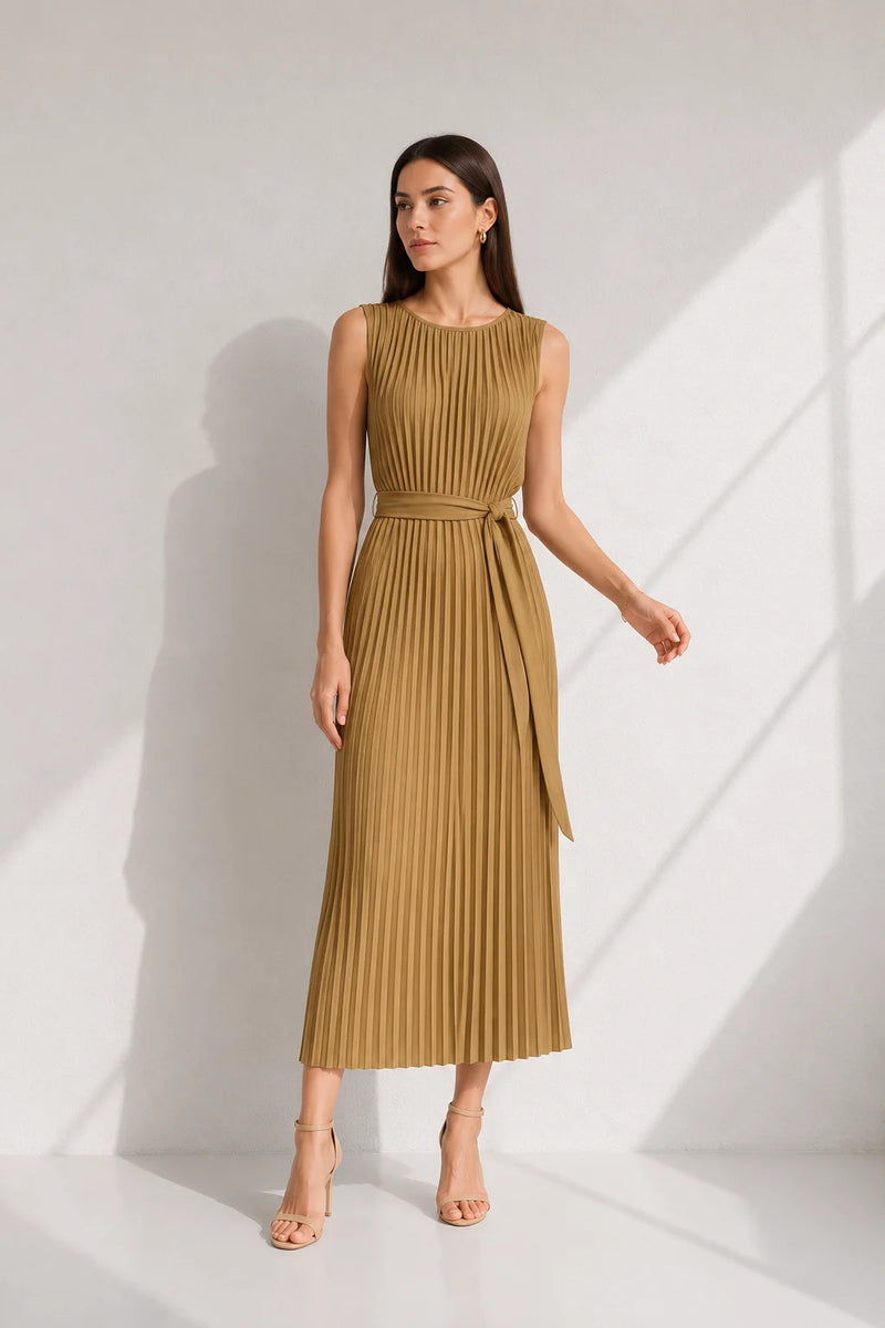 Robe droite verte Brun / S