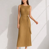 Robe droite verte Brun / S