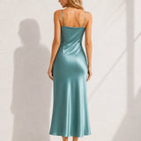 Robe longue droite satin